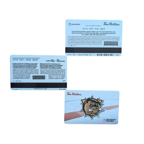 Tim Hortons Gift Cards Hamilton Bulldogs Hockey Lot of Three 3 Zero Balance - Picture 2 of 3